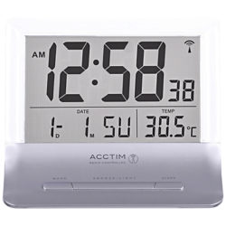 Acctim Radio Controlled LCD Alarm Clock, Silver
